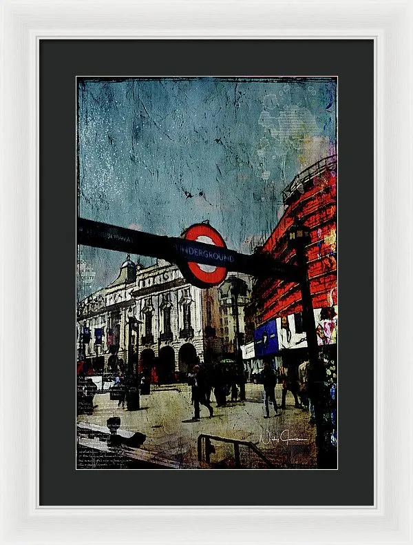 Piccadilly Underground Grunge - Framed Print