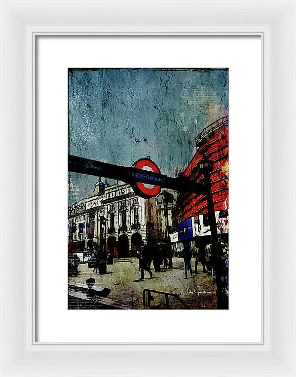 Piccadilly Underground Grunge - Framed Print