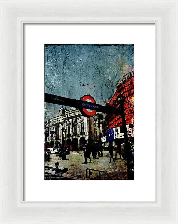 Piccadilly Underground Grunge - Framed Print