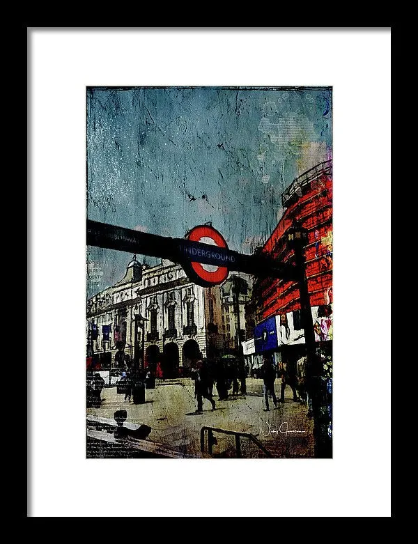 Piccadilly Underground Grunge - Framed Print