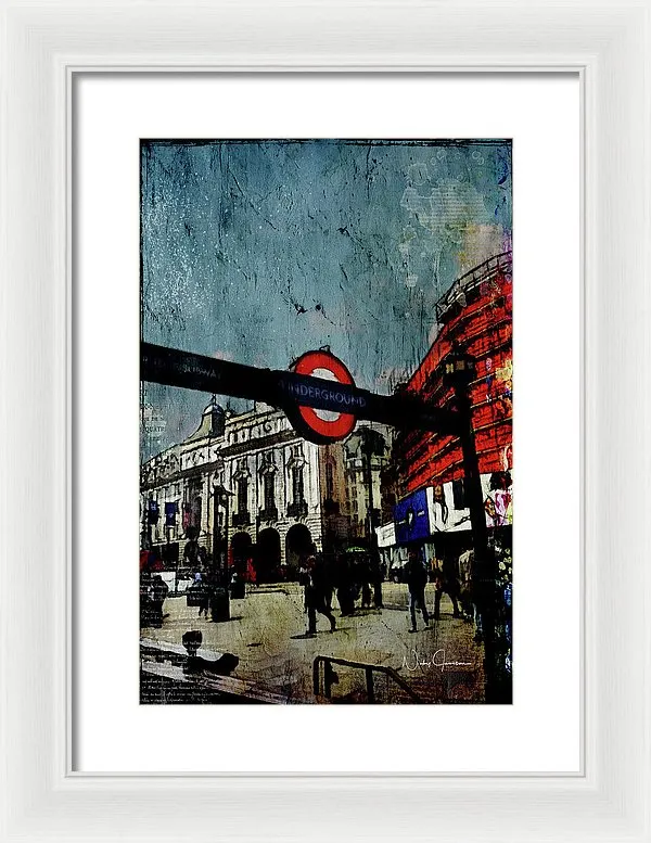 Piccadilly Underground Grunge - Framed Print