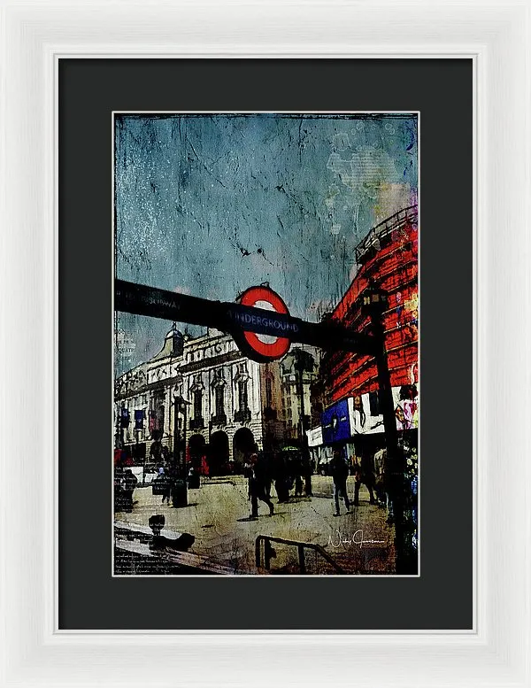 Piccadilly Underground Grunge - Framed Print