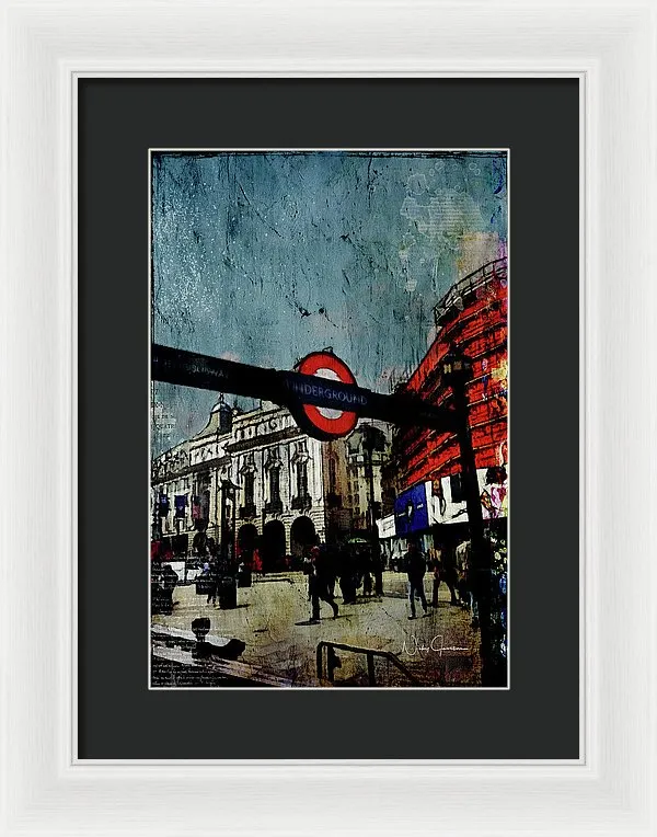 Piccadilly Underground Grunge - Framed Print