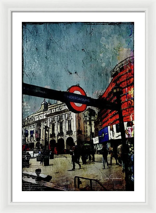 Piccadilly Underground Grunge - Framed Print