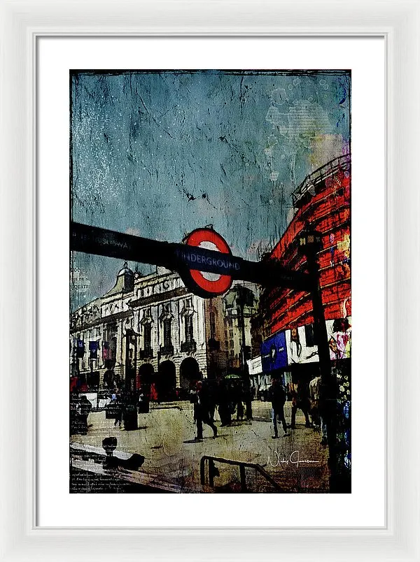 Piccadilly Underground Grunge - Framed Print