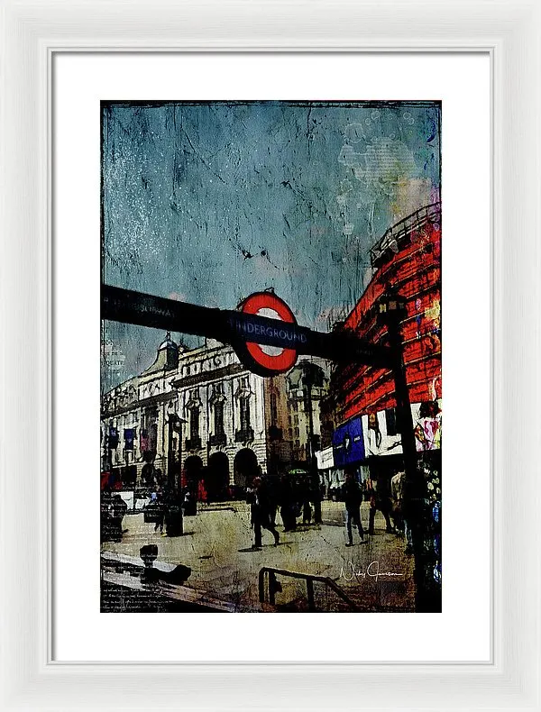 Piccadilly Underground Grunge - Framed Print