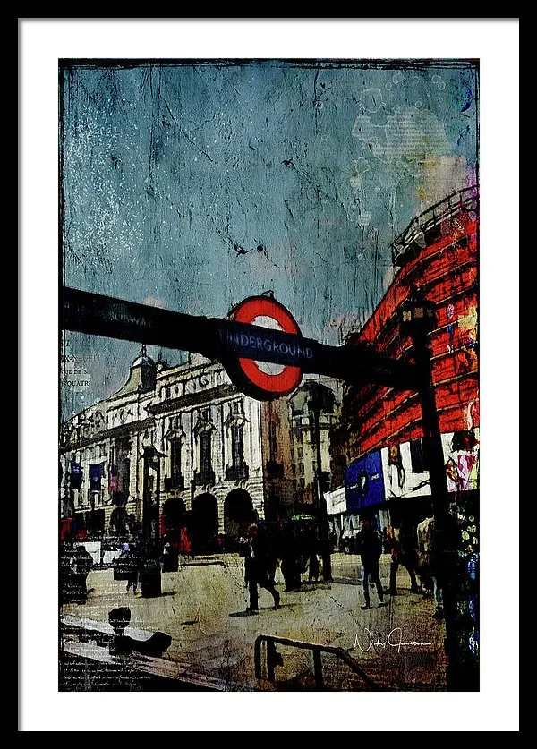 Piccadilly Underground Grunge - Framed Print