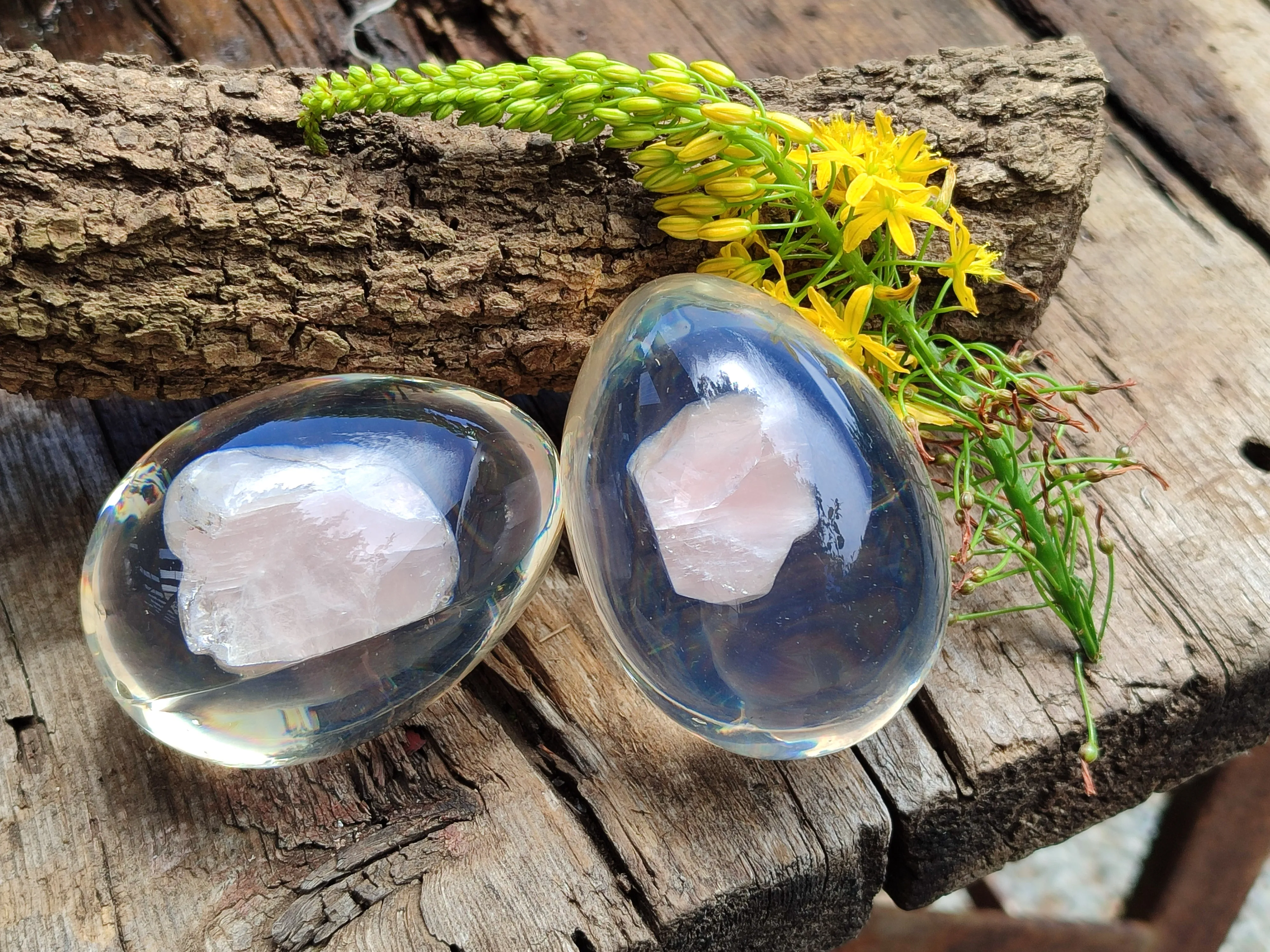 Polished Rose Quartz In Resin Egg - Sold Per Item - From Northern Cape, South Africa