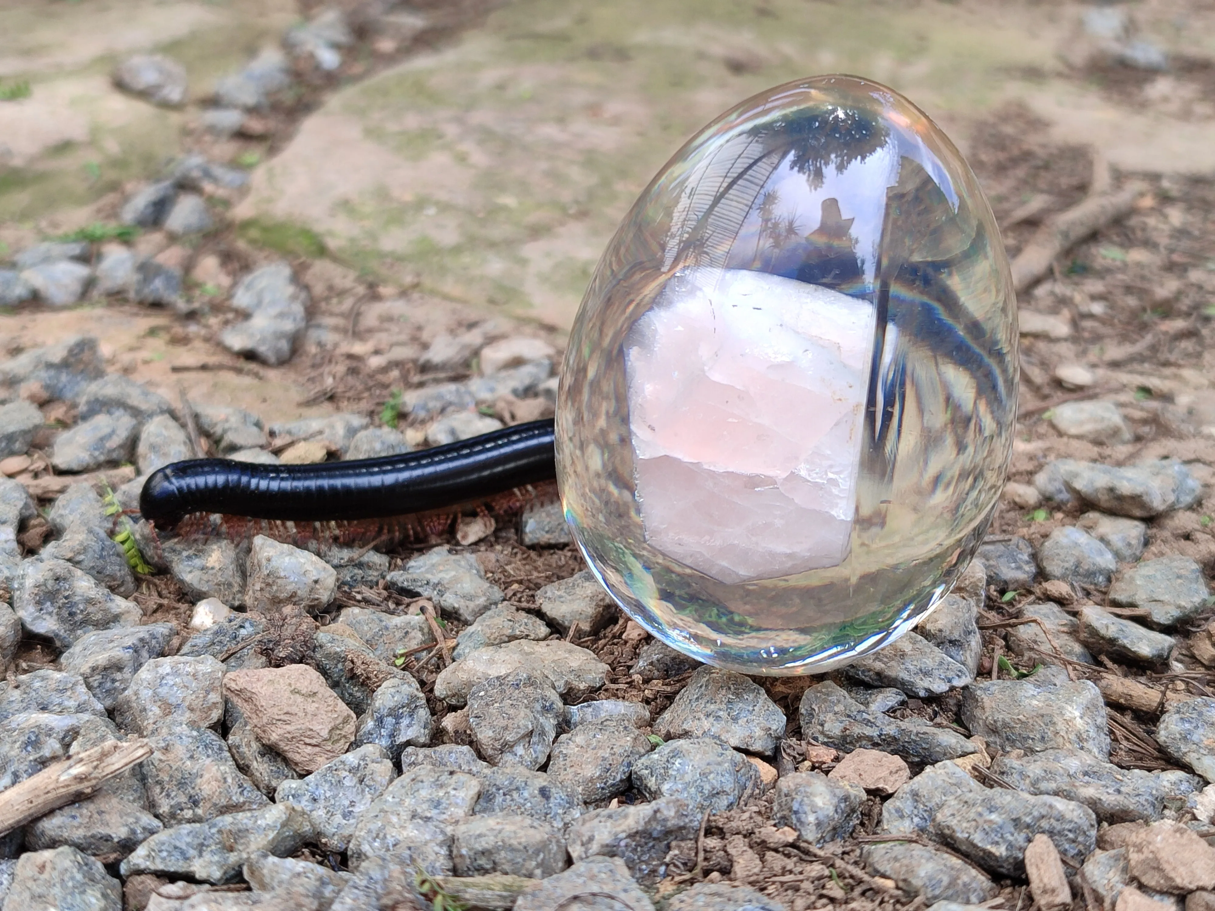 Polished Rose Quartz In Resin Egg - Sold Per Item - From Northern Cape, South Africa