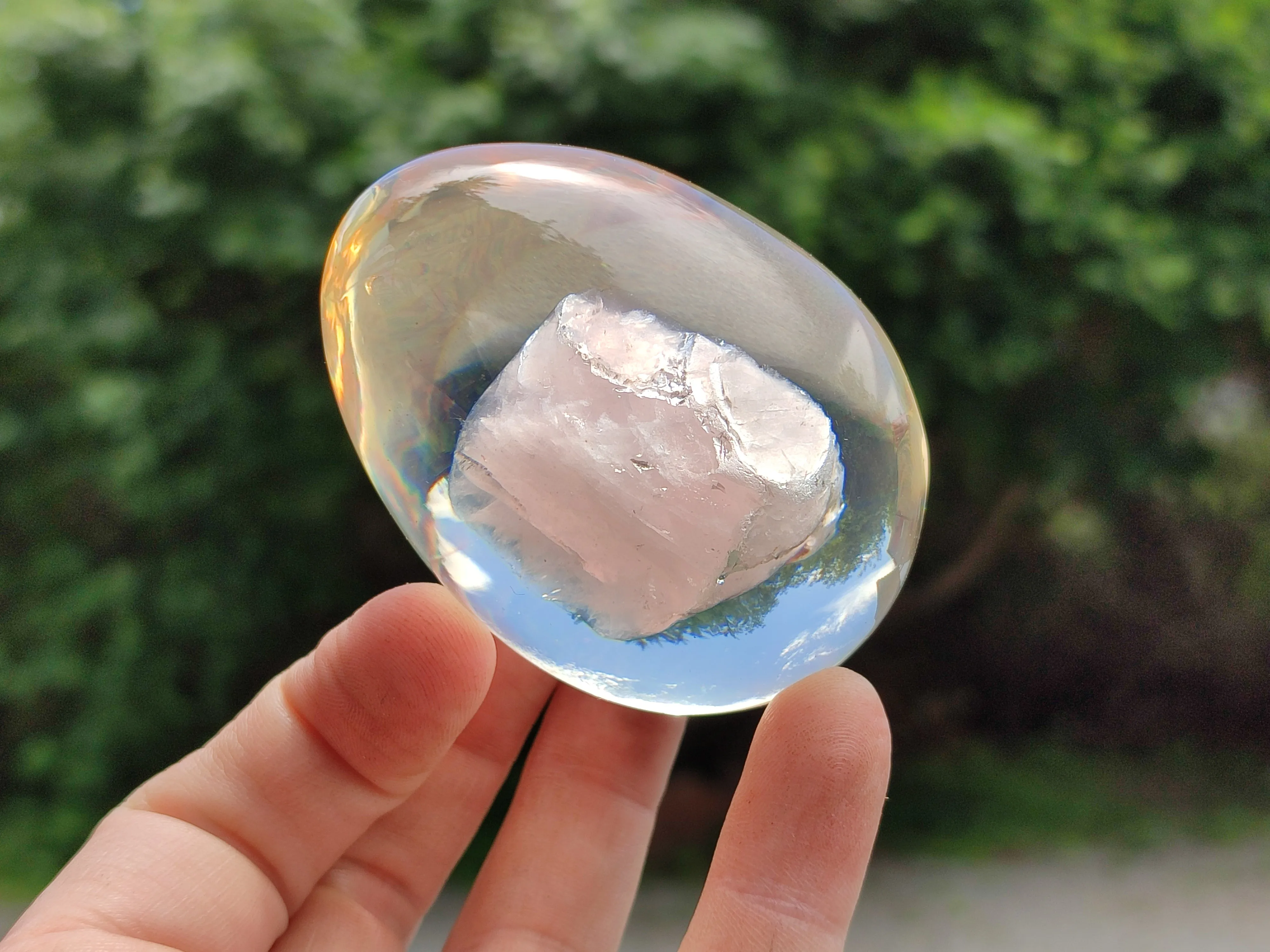 Polished Rose Quartz In Resin Egg - Sold Per Item - From Northern Cape, South Africa