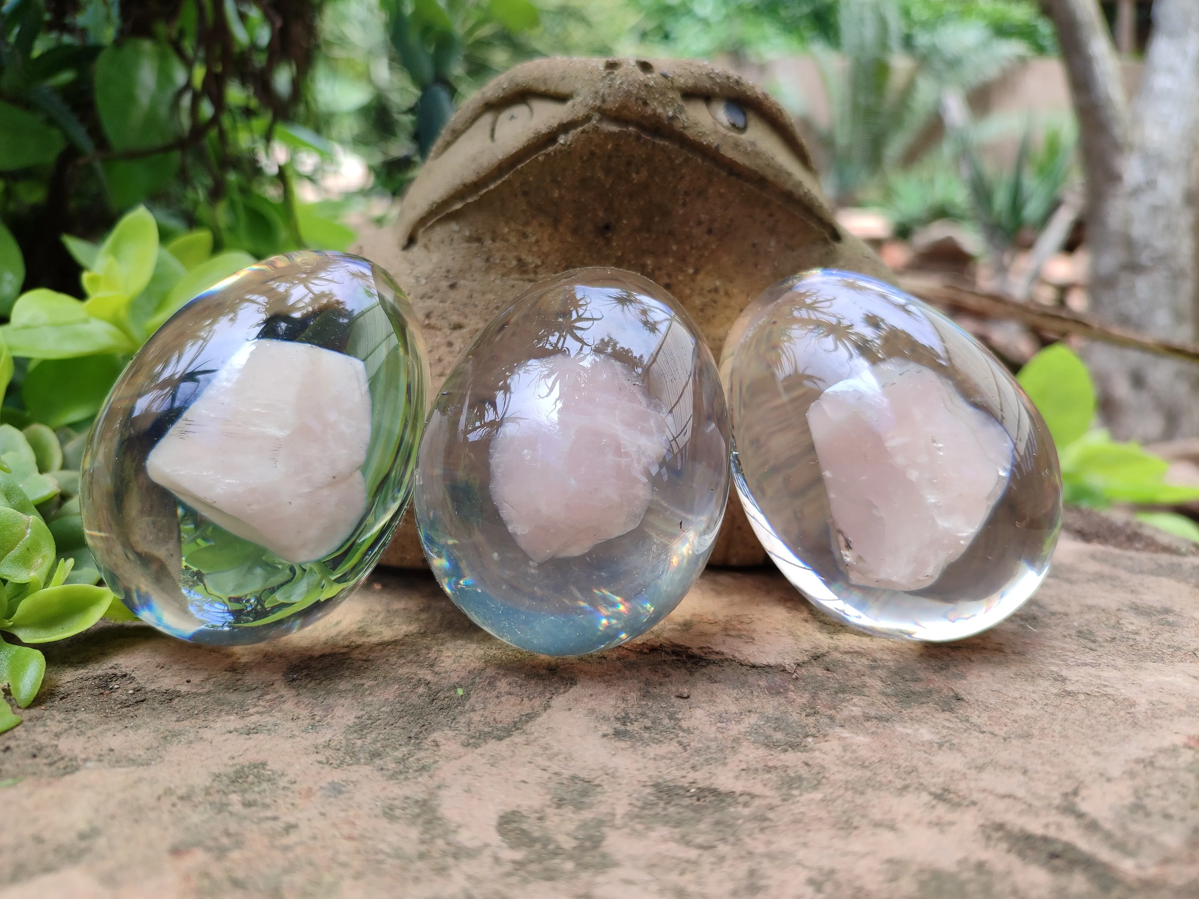 Polished Rose Quartz In Resin Egg - Sold Per Item - From Northern Cape, South Africa