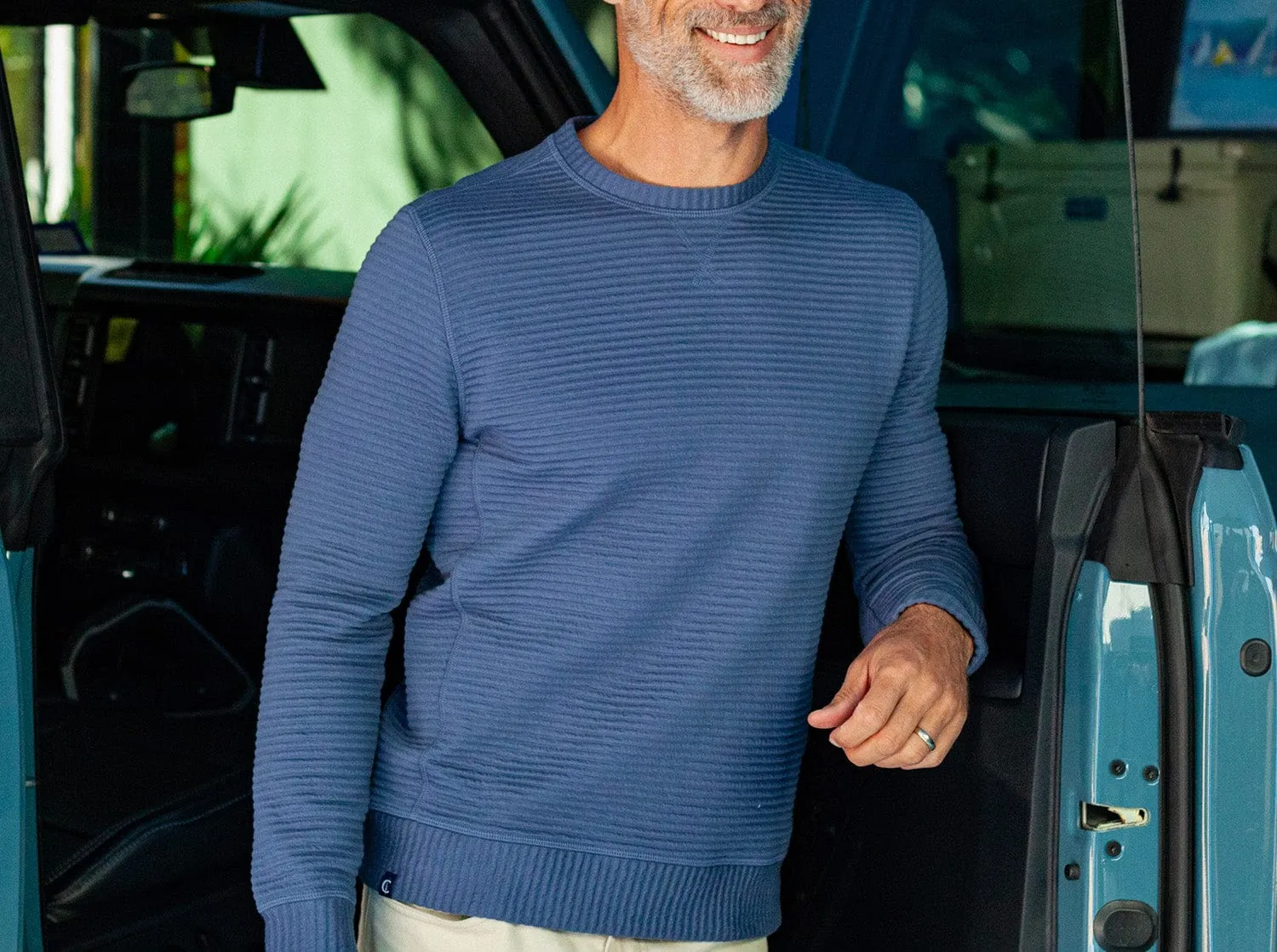 Quilted Crew Sweatshirt - Navy