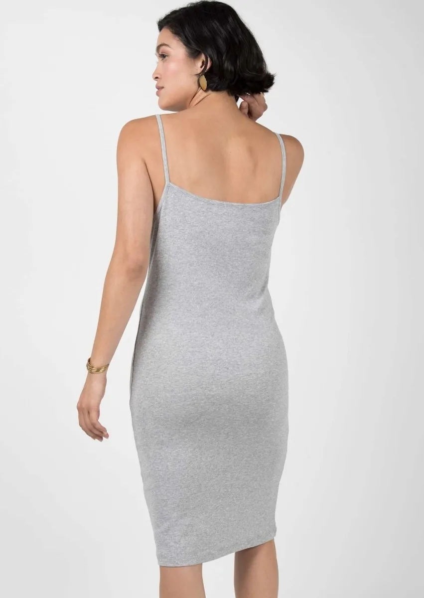 Rib Slip Dress in Heather Navy