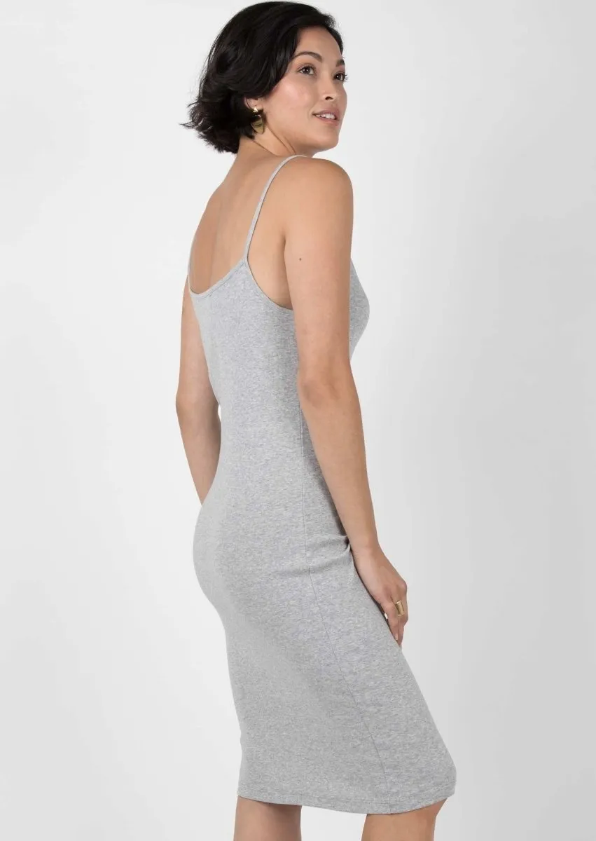 Rib Slip Dress in Heather Navy