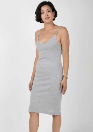 Rib Slip Dress in Silver