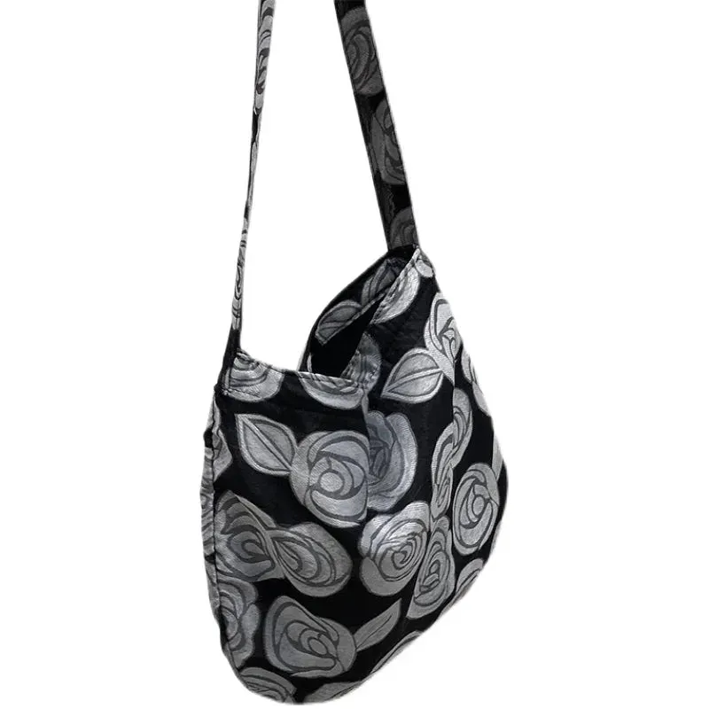 UAKISS  -  2024 Korean Fashion Vintage Flower Tote Bag Japanese Y2k Sweet Casual Women's Handbags Grunge Aesthetic All Match  Shoulder Bags