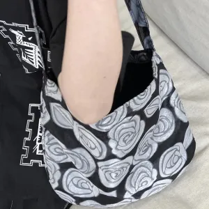UAKISS  -  2024 Korean Fashion Vintage Flower Tote Bag Japanese Y2k Sweet Casual Women's Handbags Grunge Aesthetic All Match  Shoulder Bags