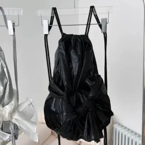 UAKISS  -  Fashion Ins Drawstring Bandage Pleated Backpack Vintage Trendy Y2k Aesthetic Women Schoolbags Casual Grunge Students Backpacks