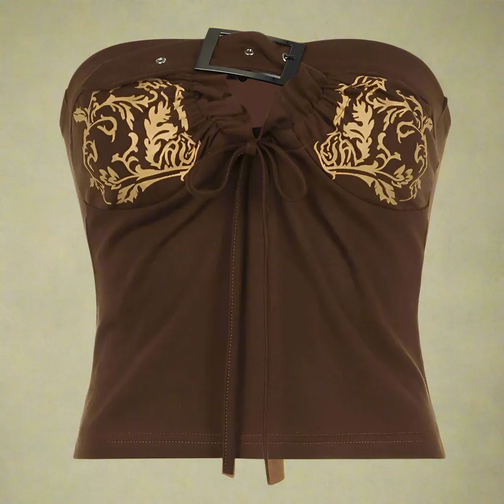 Vintage Belted Brown Tube Top