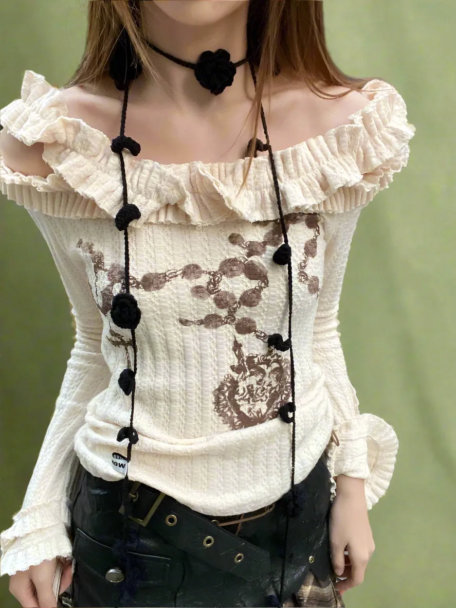 Vintage Ruffle Off-Shoulder Top