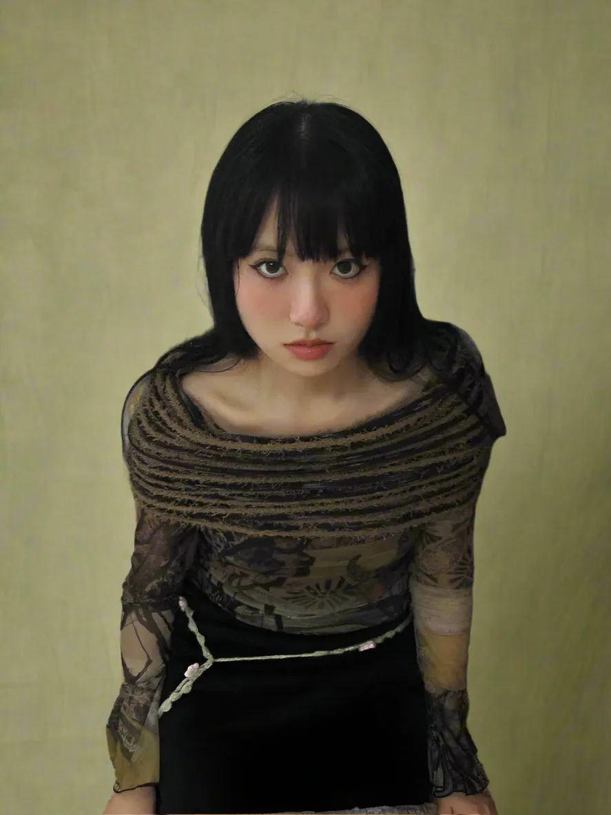 Vintage Tapestry Off-Shoulder Top