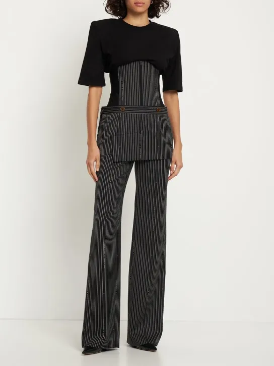 Vivienne Westwood   Foam pinstripe wool corset mini skirt 